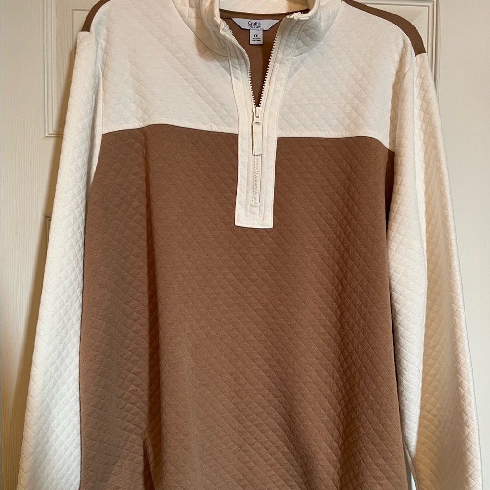 Croft & Barrow Brown and White Zip Up Sweater